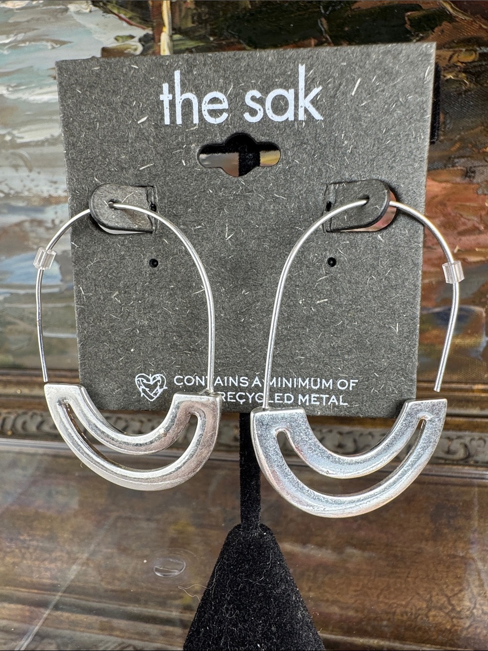 0588-The Sak Silver Double-Arc Hoop‎ Earrings with Cutout Detail